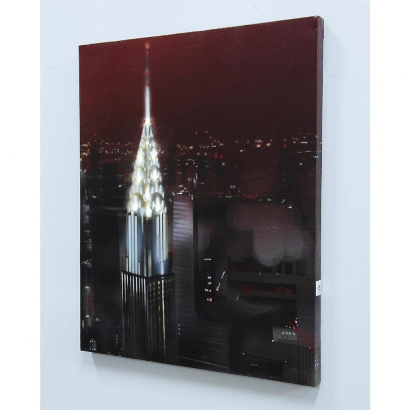 Chrysler Kulesi New York Dekoratif Led Kanvas Tablo (40X50 Cm)