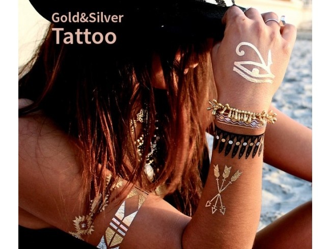 Metalic Gold & Silver Tatto Geçici Dövme (10 Model)