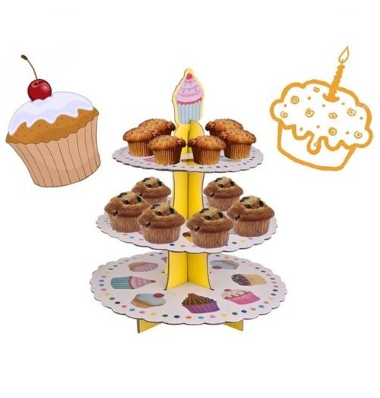 3 Katlı Karton Cupcake Standı