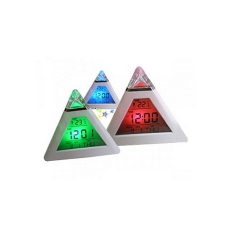 7 Renk Değiştiren Piramit Şeklinde Alarmlı Masa Saati