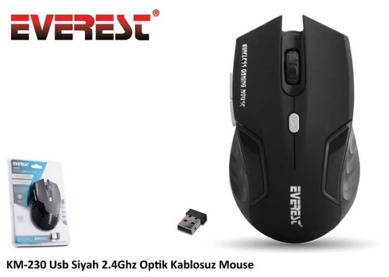 Everest Siyah 2.4 Ghz Optik Kablosuz Mouse